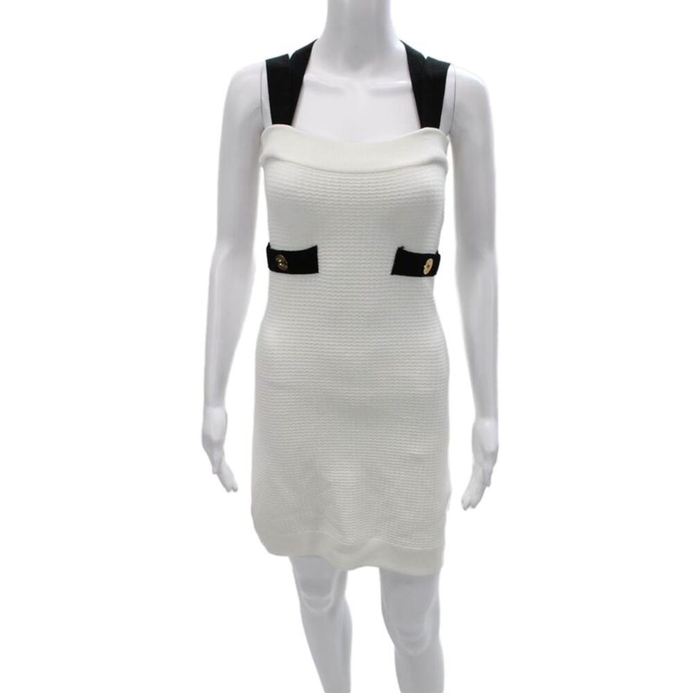 Patou Womens Sweater Dress White Viscose Square Neck Sleeveless Size XS